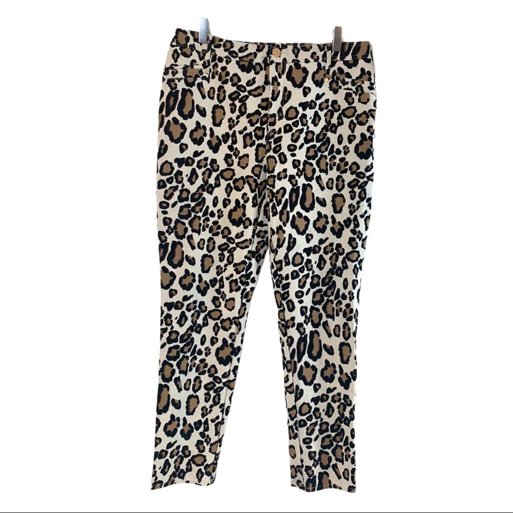 Chico’s Women's So Slimming Ponte Leopard Print Stretch Ankle Pant 1.5 Size 10